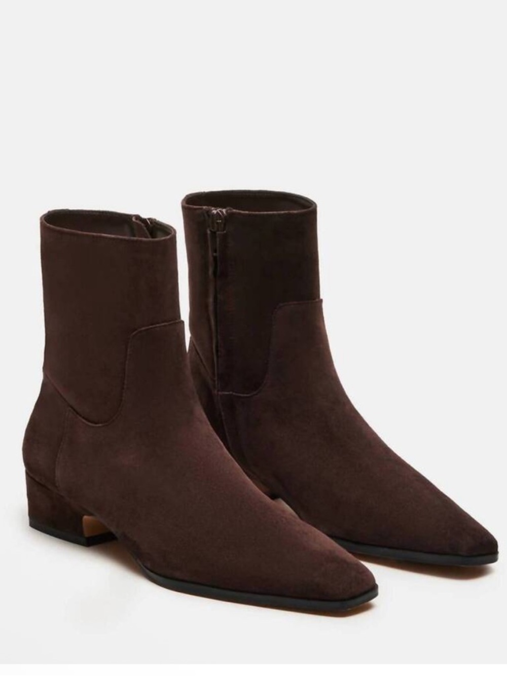 Steve Madden Suede Dusty Chocolate Brown Booties Leather Upper Side Zipper Sz 9
